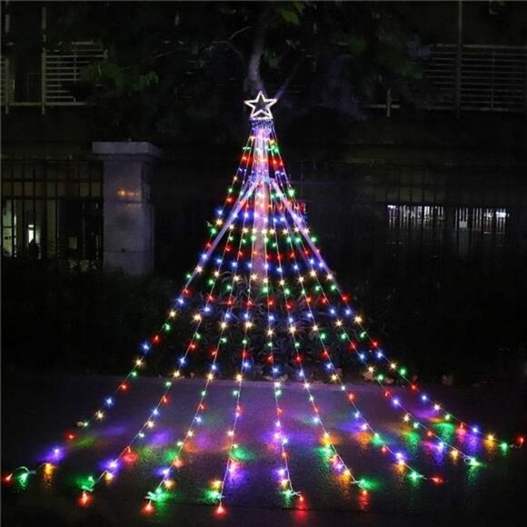 Christmas Decorations Outdoor Lights,11.5 ft 317 LED Star Christmas Tree Lights - Picture 1 of 7